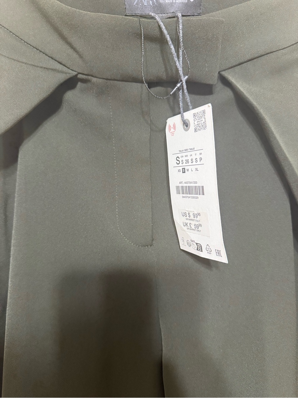 Zara Dark Green Extra Wide Leg Dress Pants High Rise Tailored S - Picture 8 of 8